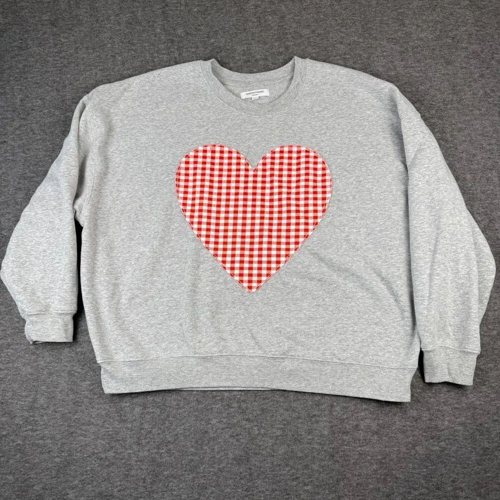 Grayson Threads Womens Gingham Heart Sweater Grey Pullover XL Valentine Holiday - Picture 1 of 11